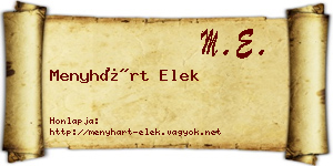Menyhárt Elek névjegykártya